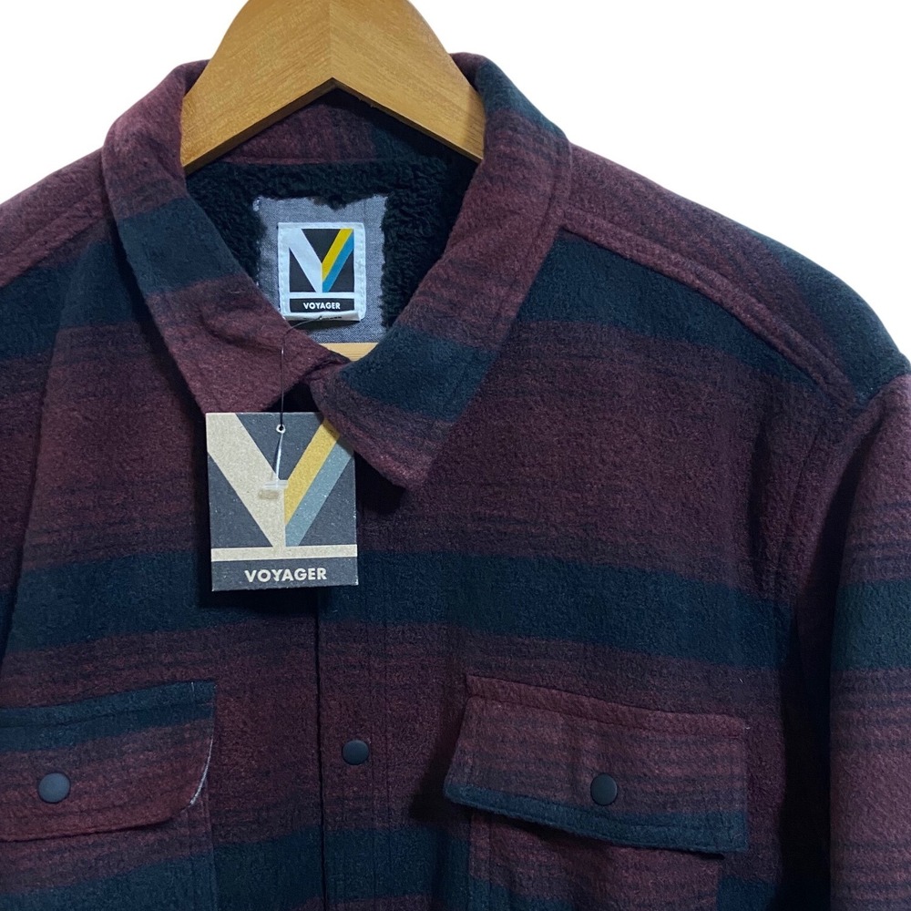 Voyager NEW Sherpa Lined Fleece Shacket Lumberjack‎ Workwear Plaid Gorpcore XL